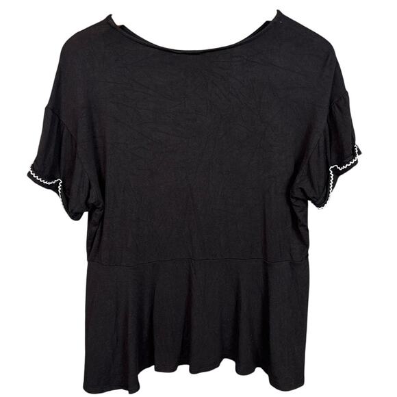 Dolan Anthropologie Womens Peplum Top Black Rayon Baby Doll Size S Boho Coastal - Picture 2 of 8